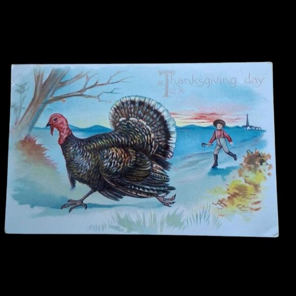 1908 Rare Antique Raphael Tuck “Thanksgiving Day” Postcard Series No. 123 - Picture 1 of 3